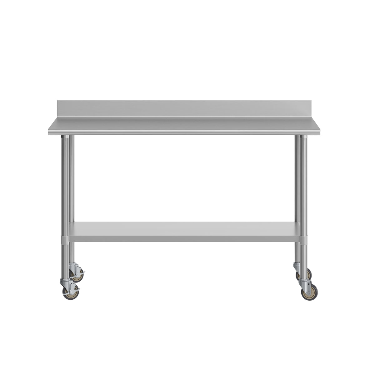 60"W x 30"D |#| Commercial Stainless Steel Work Table with 4" Backsplash- Adj. Undershelf-30x60