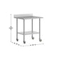 36"W x 30"D |#| Commercial Stainless Steel Work Table with 4" Backsplash- Adj. Undershelf-30x36