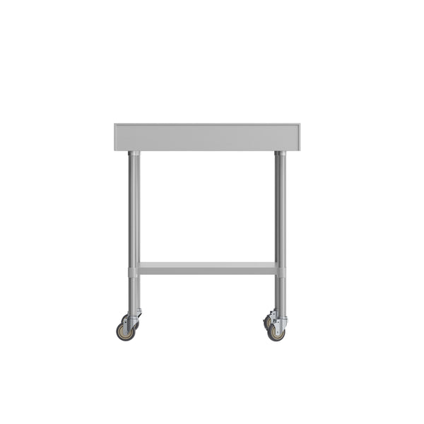 36"W x 30"D |#| Commercial Stainless Steel Work Table with 4" Backsplash- Adj. Undershelf-30x36