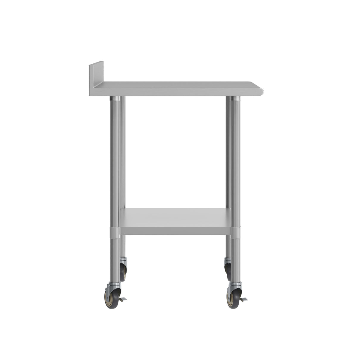 36"W x 30"D |#| Commercial Stainless Steel Work Table with 4" Backsplash- Adj. Undershelf-30x36