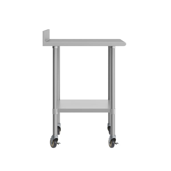 36"W x 30"D |#| Commercial Stainless Steel Work Table with 4" Backsplash- Adj. Undershelf-30x36