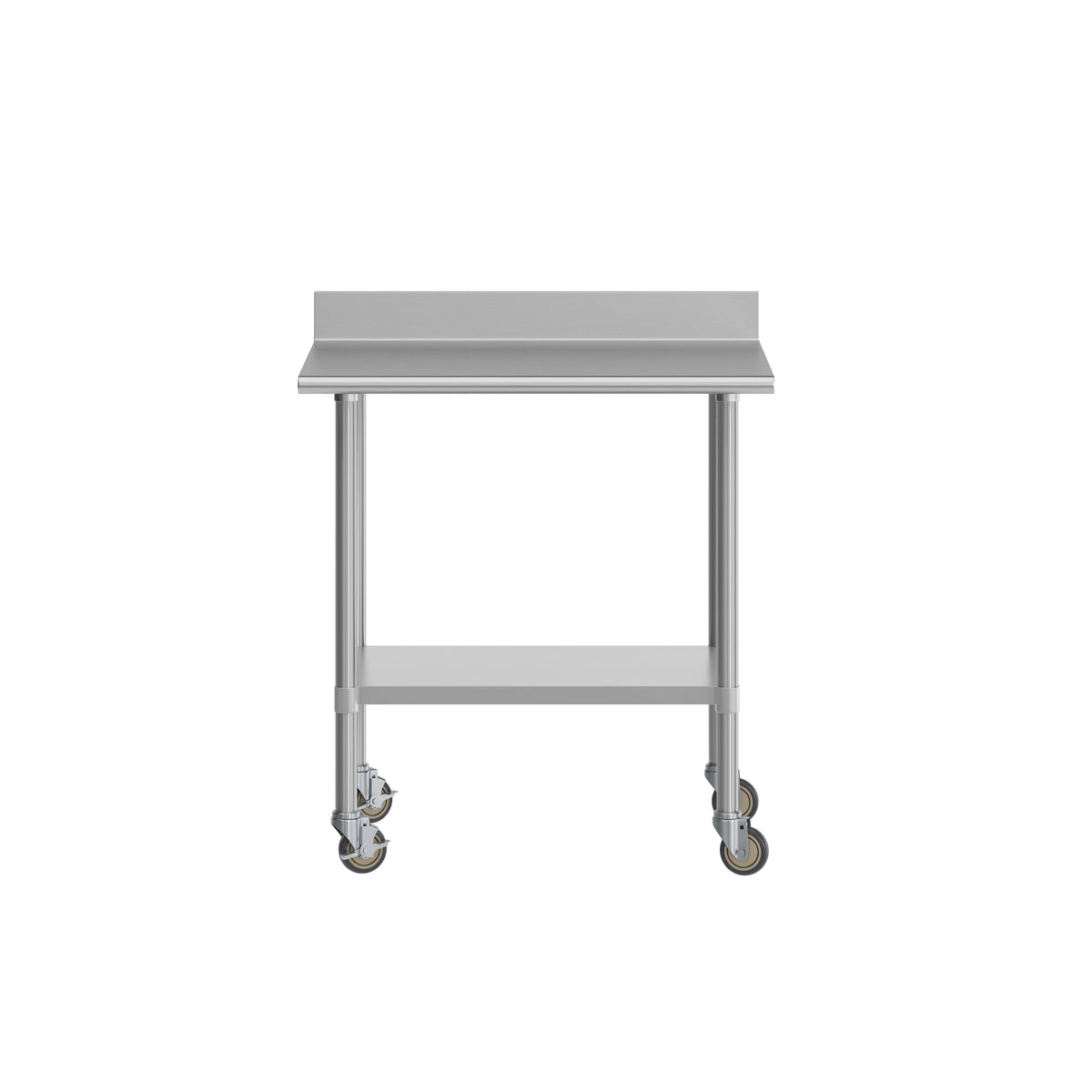 36"W x 30"D |#| Commercial Stainless Steel Work Table with 4" Backsplash- Adj. Undershelf-30x36