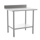 36"W x 30"D x 39.25"H |#| Commercial Stainless Steel Kitchen Prep and Work Table with Shelf and Backsplash