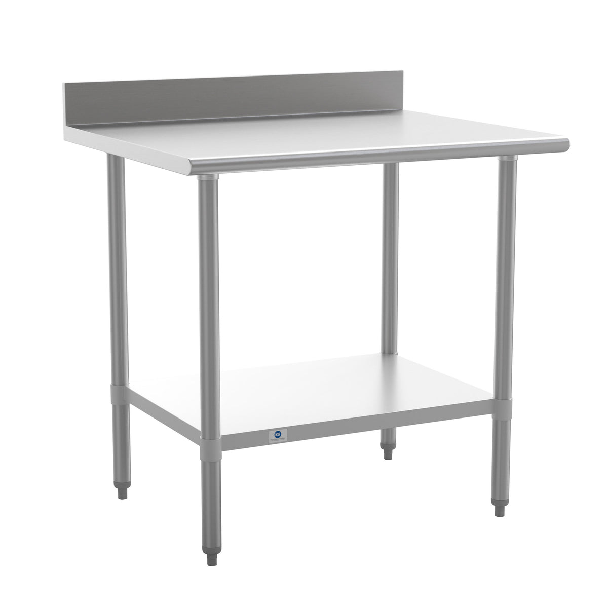 36"W x 30"D x 39.25"H |#| Commercial Stainless Steel Kitchen Prep and Work Table with Shelf and Backsplash