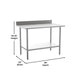 48"W x 30"D x 39.25"H |#| Commercial Stainless Steel Kitchen Prep and Work Table with Shelf and Backsplash