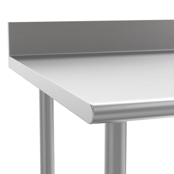 48"W x 30"D x 39.25"H |#| Commercial Stainless Steel Kitchen Prep and Work Table with Shelf and Backsplash