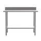 48"W x 30"D x 39.25"H |#| Commercial Stainless Steel Kitchen Prep and Work Table with Shelf and Backsplash