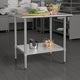36"W x 30"D x 39.25"H |#| Commercial Stainless Steel Kitchen Prep and Work Table with Shelf and Backsplash