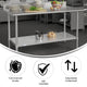 60"W x 30"D x 39.25"H |#| Commercial Stainless Steel Kitchen Prep and Work Table with Shelf and Backsplash