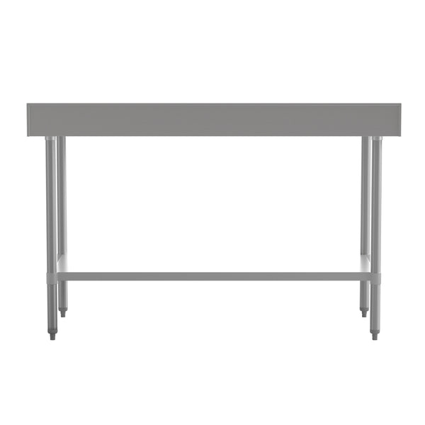 60"W x 30"D x 39.25"H |#| Commercial Stainless Steel Kitchen Prep and Work Table with Shelf and Backsplash