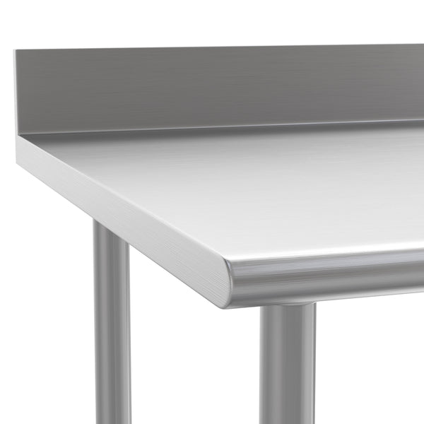 60"W x 30"D x 39.25"H |#| Commercial Stainless Steel Kitchen Prep and Work Table with Shelf and Backsplash