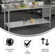72"W x 30"D x 39.25"H |#| Commercial Stainless Steel Kitchen Prep and Work Table with Shelf and Backsplash