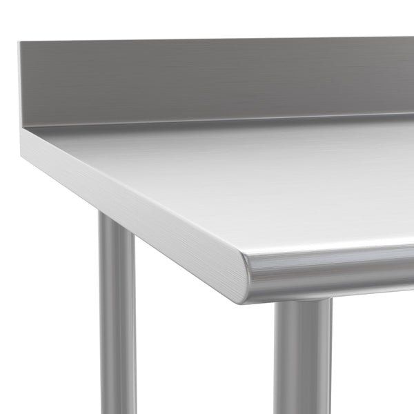 72"W x 30"D x 39.25"H |#| Commercial Stainless Steel Kitchen Prep and Work Table with Shelf and Backsplash