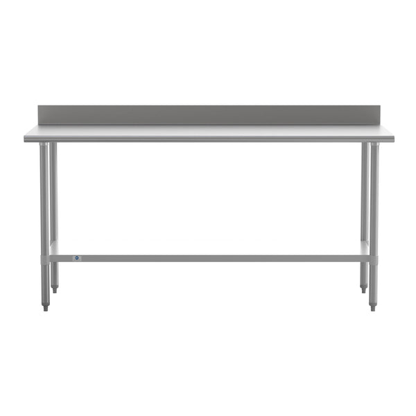 72"W x 30"D x 39.25"H |#| Commercial Stainless Steel Kitchen Prep and Work Table with Shelf and Backsplash