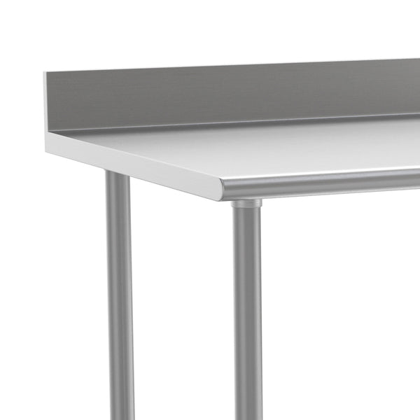 36"W x 30"D x 39.25"H |#| Commercial Stainless Steel Kitchen Prep and Work Table with Shelf and Backsplash