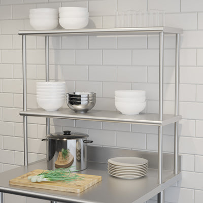 Reese Commercial Grade 430 Stainless Steel 18 Gauge NSF Certified Metal Kitchen Double Overshelf - View 2