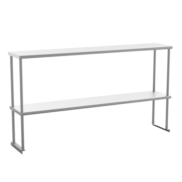 60"W x 12"D x 33.5"H |#| Commercial Grade NSF Certified Stainless Steel Metal Kitchen Double Overshelf
