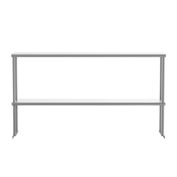 60"W x 12"D x 33.5"H |#| Commercial Grade NSF Certified Stainless Steel Metal Kitchen Double Overshelf