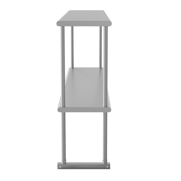 60"W x 12"D x 33.5"H |#| Commercial Grade NSF Certified Stainless Steel Metal Kitchen Double Overshelf
