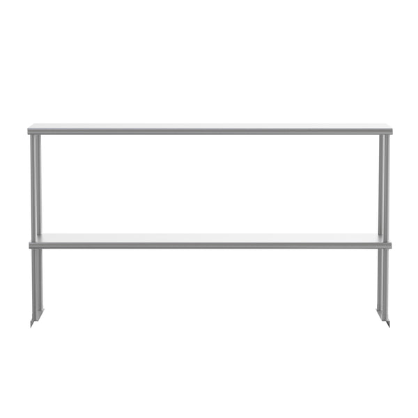 60"W x 12"D x 33.5"H |#| Commercial Grade NSF Certified Stainless Steel Metal Kitchen Double Overshelf