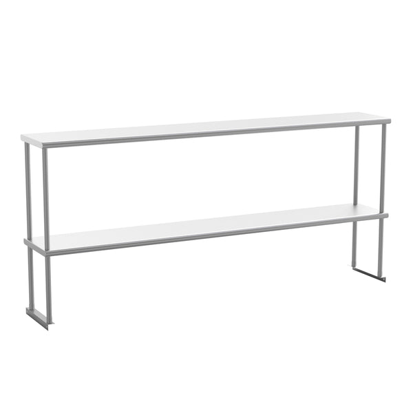 72"W x 12"D x 33.5"H |#| Commercial Grade NSF Certified Stainless Steel Metal Kitchen Double Overshelf