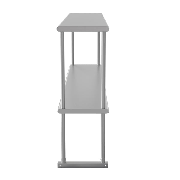 72"W x 12"D x 33.5"H |#| Commercial Grade NSF Certified Stainless Steel Metal Kitchen Double Overshelf