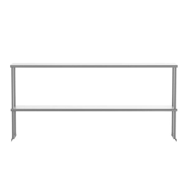 72"W x 12"D x 33.5"H |#| Commercial Grade NSF Certified Stainless Steel Metal Kitchen Double Overshelf