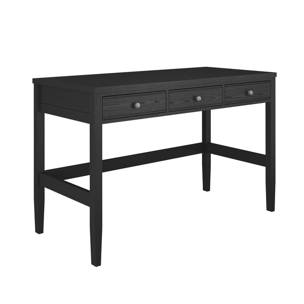 Black Frame/Oil Rubbed Bronzed Hardware |#| Black Home Office Desk with 3 Drawers, Tapered Legs, Oil Rubbed Bronze Hardware