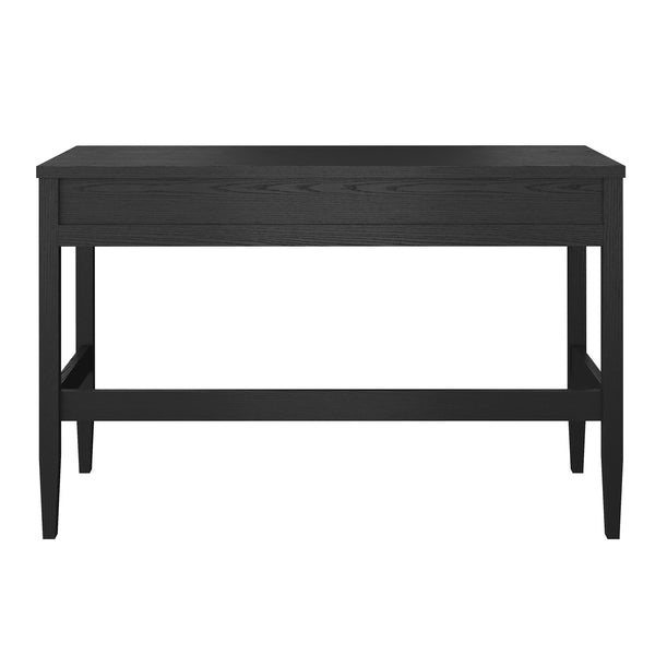 Black Frame/Oil Rubbed Bronzed Hardware |#| Black Home Office Desk with 3 Drawers, Tapered Legs, Oil Rubbed Bronze Hardware