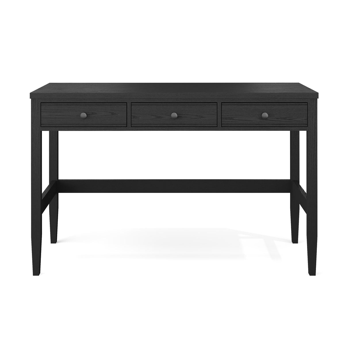 Black Frame/Oil Rubbed Bronzed Hardware |#| Black Home Office Desk with 3 Drawers, Tapered Legs, Oil Rubbed Bronze Hardware