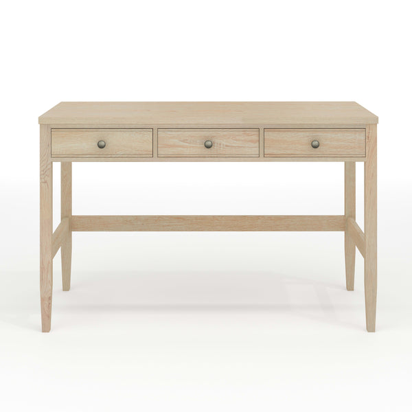 Light Natural Frame/Antique Bronze Hardware |#| Lt. Natural Home Office Desk with 3 Drawers, Tapered Legs, Ant. Bronze Hardware
