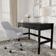 Black Frame/Oil Rubbed Bronzed Hardware |#| Black Home Office Desk with 3 Drawers, Tapered Legs, Oil Rubbed Bronze Hardware