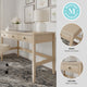 Light Natural Frame/Antique Bronze Hardware |#| Lt. Natural Home Office Desk with 3 Drawers, Tapered Legs, Ant. Bronze Hardware