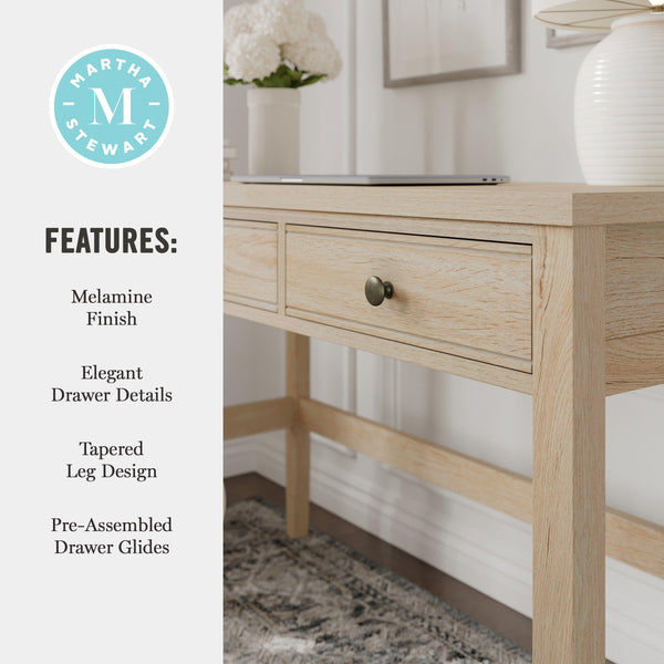 Light Natural Frame/Antique Bronze Hardware |#| Lt. Natural Home Office Desk with 3 Drawers, Tapered Legs, Ant. Bronze Hardware