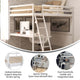 White,Full |#| Full Size Traditional Wood Slat Loft Bed with Integrated Desk & Ladder-White
