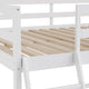 White,Full |#| Full Size Traditional Wood Slat Loft Bed with Integrated Desk & Ladder-White