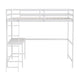 White,Full |#| Full Size Traditional Wood Slat Loft Bed with Integrated Desk & Ladder-White