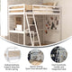 White,Twin |#| Twin Size Traditional Wood Slat Loft Bed with Integrated Desk & Ladder-White