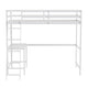 White,Twin |#| Twin Size Traditional Wood Slat Loft Bed with Integrated Desk & Ladder-White