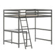 Light Gray,Full |#| Full Size Traditional Wood Slat Loft Bed with Integrated Desk & Ladder-Lt Gray