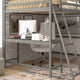 Light Gray,Full |#| Full Size Traditional Wood Slat Loft Bed with Integrated Desk & Ladder-Lt Gray