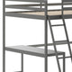 Light Gray,Full |#| Full Size Traditional Wood Slat Loft Bed with Integrated Desk & Ladder-Lt Gray