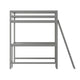 Light Gray,Full |#| Full Size Traditional Wood Slat Loft Bed with Integrated Desk & Ladder-Lt Gray