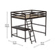 Espresso,Full |#| Full Size Traditional Wood Slat Loft Bed with Integrated Desk & Ladder-Espresso