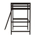 Espresso,Twin |#| Twin Size Traditional Wood Slat Loft Bed with Integrated Desk & Ladder-Espresso