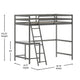 Light Gray,Twin |#| Twin Size Traditional Wood Slat Loft Bed with Integrated Desk & Ladder-Lt Gray