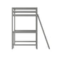 Light Gray,Twin |#| Twin Size Traditional Wood Slat Loft Bed with Integrated Desk & Ladder-Lt Gray