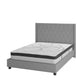 Light Gray,Full |#| Full Tufted Platform Bed in Light Gray Fabric with 10in. Pocket Spring Mattress