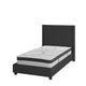 Black,Twin |#| Twin Tufted Platform Bed in Black Fabric with 10 Inch Pocket Spring Mattress