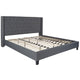 Dark Gray,King |#| King Tufted Platform Bed in Dark Gray Fabric with 10 Inch Pocket Spring Mattress